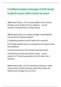 Certified Aviation Manager &lpar;CAM&rpar; Study Guide -1 exam with correct answers 
