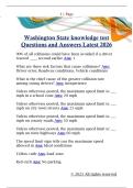 Washington State knowledge test  Questions and Answers Latest 2026 