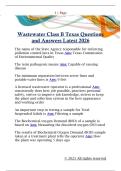 Wastewater Class B Texas Questions  and Answers Latest 2026
