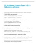 US Healthcare Systems Exam 1 &lpar;Ch 1- 6&rpar; Question & Answer