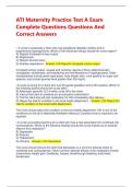 ATI Maternity Practice Test A Exam Complete Questions Questions And  Correct Answers