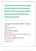 Vermont Wastewater Treatment Facility Operator Grade 4 Practice Examination &mdash; Questions&comma; Answers&comma; and Rationales &lpar;2026 Edition&rpar;