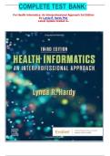 COMPLETE TEST BANK&colon;  For Health Informatics&colon; An Interprofessional Approach 3rd Edition By Lynda R&period; Hardy Phd  Latest Update Graded A&plus;