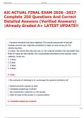 AIC ACTUAL FINAL EXAM 2026 -2027  Complete 250 Questions And Correct  Detailed Answers &lpar;Verified Answers&rpar;  &vert;Already Graded A&plus; LATEST UPDATE&excl;&excl;  