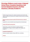 Oncology Midterm mock exam 4 Newest  Actual Exam Complete Questions And  Correct Detailed Answers &lpar;Verified  Answers&rpar; &vert;Already Graded A&plus; 
