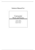 Cryptography&colon; Theory and Practice &lpar;Second Edition&rpar; &ndash; Douglas R&period; Stinson &ndash; Complete Solution Manual Chapters 1&ndash;7 &vert; Full Cryptography A&plus; Study Guide
