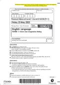2025 Pearson Edexcel Level 1&sol;Level 2 GCSE &lpar;9&ndash;1&rpar; English Language Paper 1&colon; fiction and imaginative  Writing Combined Question paper and approved marking scheme