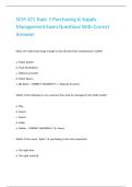 SCM 421 Topic 1 Purchasing & Supply Management Exam Questions With Correct Answers