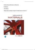 Solution Manual Mechanics of Materials  By Hibbeler  11th Edition &vert;All Questions & Chapters &vert;Expert Verified Answers &vert;Grade A&plus;