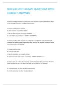 NUR 240 UNIT 3 EXAM QUESTIONS WITH CORRECT ANSWERS