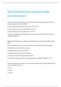 NUR 240 Final Exam Questions With Correct Answers