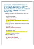 CALIFORNIA CONSTRUCTION CLEAN-UP  CONTRACTOR LICENSE EXAM &lpar;C-61&sol;D-63&rpar;  ACTUAL PREP QUESTIONS AND WELL  REVISED ANSWERS - LATEST AND COMPLETE  UPDATE WITH VERIFIED SOLUTIONS &ndash;  ASSURES PASS