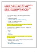 CALIFORNIA HEAVY EQUIPMENT OPERATOR  CERTIFICATION EXAM ACTUAL PREP  QUESTIONS AND WELL REVISED ANSWERS -  LATEST AND COMPLETE UPDATE WITH  VERIFIED SOLUTIONS &ndash; ASSURES PASS 
