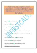 WGU D470 - TRANSPORTATION&comma; LOGISTICS&comma; AND DISTRIBUTION&period; EXAM 2025&sol;2026 QUESTIONS AND ANSWERS 100&percnt; PASS&period;