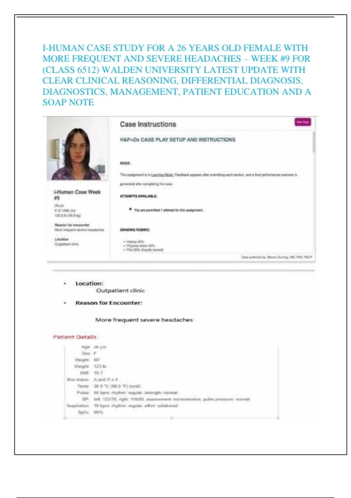I-HUMAN CASE STUDY FOR A 26 YEARS OLD FEMALE WITH MORE FREQUENT AND ...