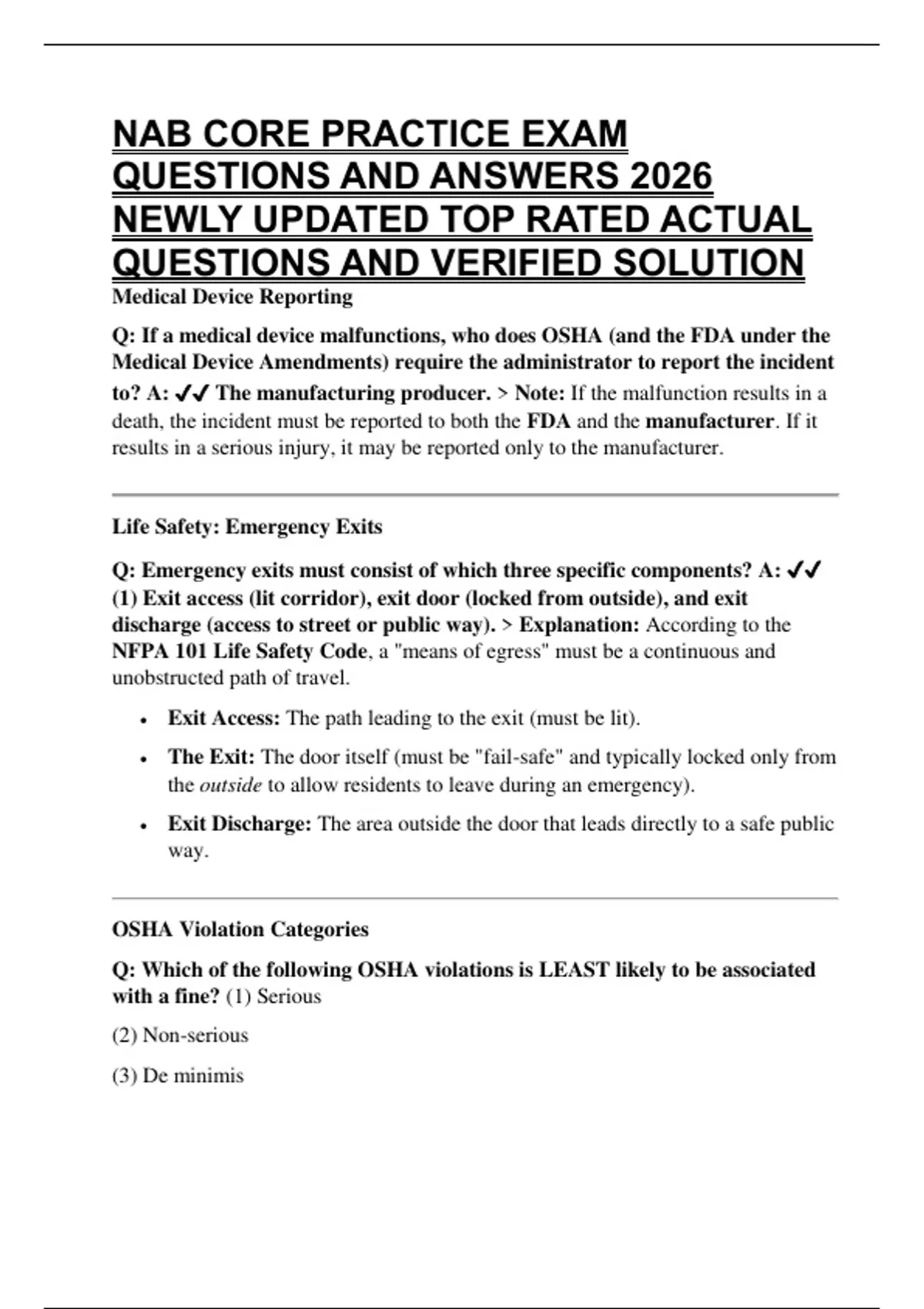 NAB CORE PRACTICE EXAM QUESTIONS AND ANSWERS 2026 NEWLY UPDATED TOP ...