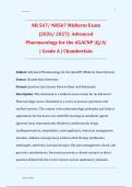 NR 567&sol; NR567 Midterm Exam  &lpar;2026&sol; 2027&rpar;  Advanced  Pharmacology for the AGACNP &vert;Q&sol;A&vert;  &vert; Grade A &vert; Chamberlain