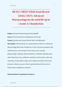NR 567&sol; NR567 FINAL Exam Review  &lpar;2026&sol; 2027&rpar;  Advanced  Pharmacology for the AGACNP &vert;Q&sol;A&vert;  &vert; Grade A &vert; Chamberlain