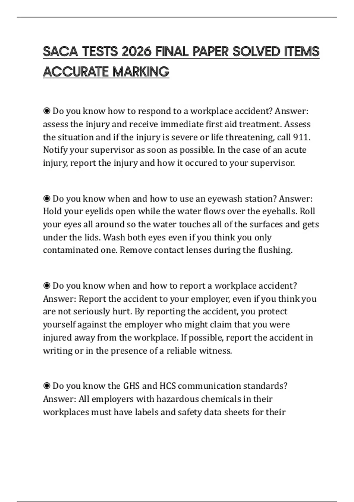 SACA TESTS 2026 FINAL PAPER SOLVED ITEMS ACCURATE MARKING - Saca ...