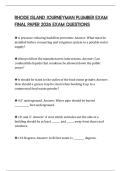 RHODE ISLAND JOURNEYMAN PLUMBER EXAM FINAL PAPER 2026 EXAM QUESTIONS