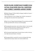RHODE ISLAND JOURNEYMAN PLUMBER EXAM ACTUAL EXAM PAPER 2026 FULL QUESTIONS AND CORRECT ANSWERS ALREADY PASSED