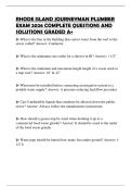 RHODE ISLAND JOURNEYMAN PLUMBER EXAM 2026 COMPLETE QUESTIONS AND SOLUTIONS GRADED A&plus;