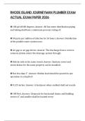 RHODE ISLAND JOURNEYMAN PLUMBER EXAM ACTUAL EXAM PAPER 2026