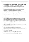 REVENUE CYCLE TEST PAPER 2026 COMPLETE QUESTIONS AND SOLUTIONS GRADED A&plus;