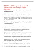 BTEC Level 2 Enterprise Component 2 questions and answers latest update 2025-2026