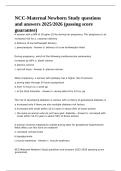 NCC-Maternal Newborn Study questions and answers 2025-2026 &lpar;passing score guarantee&rpar;