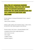 REALITIES OF CANADIAN NURSING PROFESSIONAL PRACTICE AND POWER ISSUES 5TH EDITION MCDONALD MCINTYRE TEST BANK EXAMINATION TEST 2026 COMPLETE QUESTIONS AND SOLUTIONS
