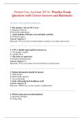 Patient Care Assistant &lpar;PCA&rpar;  Practice Exam Questions with Correct Answers and Rationales&period;