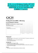 OCR A Level Religious Studies H573&sol;05   Developments in Jewish thought Latest  UPDATED ACTUAL Questions and  CORRECT Answers 