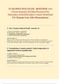TCAR POST TEST EXAM   QUESTION  And Correct Answers &lpar;Verified Answers&rpar; Plus Rationales 2025&sol;2026 Q&A &vert; Instant Download Pdf &lpar;Trauma Care After Resuscitation&rpar;