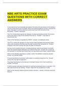 NBE ARTS PRACTICE EXAM QUESTIONS WITH CORRECT ANSWERS 