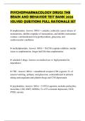 PSYCHOPHARMACOLOGY DRUGS THE BRAIN AND BEHAVIOR TEST BANK 2026 SOLVED QUESTIONS FULL RATIONALE SET