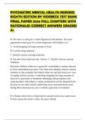 PSYCHIATRIC MENTAL HEALTH NURSING EIGHTH EDITION BY VIDEBECK TEST BANK FINAL PAPER 2026 FULL CHAPTERS WITH RATIONALES CORRECT ANSWERS GRADED A