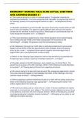 EMERGENCY NURSING FINAL EXAM ACTUAL QUESTIONS AND ANSWERS GRADED A&plus;