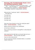 Nursing 110 Fundamentals Exam 1 Q & As &lpar;Verified Answers&rpar; 2026&period;