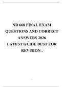 NR 668 FINAL EXAM QUESTIONS AND CORRECT ANSWERS 2026 LATEST GUIDE BEST FOR REVISION &period;