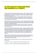AC-HPAT BIOLOGY EXAM QUESTIONS AND ANSWERS ALL CORRECT 