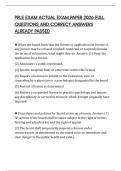 PPLE EXAM ACTUAL EXAM PAPER 2026 FULL QUESTIONS AND CORRECT ANSWERS ALREADY PASSED