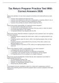 Tax Return Preparer Practice Test With Correct Answers 2026