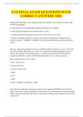 TAX FINAL EXAM QUESTIONS WITH CORRECT ANSWERS 2026