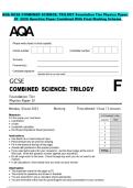 AQA GCSE COMBINED SCIENCE&colon; TRILOGY Foundation Tier Physics Paper  2F 2026 Question Paper Combined With Final Marking Scheme 