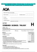 AQA GCSE COMBINED SCIENCE&colon; TRILOGY Higher Tier Biology Paper 2H  2026 Question Paper Combined With Final Marking Scheme  