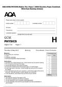 AQA GCSE PHYSICS Higher Tier Paper 1 2026 Question Paper Combined  With Final Marking Scheme