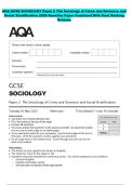 AQA GCSE SOCIOLOGY Paper 2 The Sociology of Crime and Deviance and  Social Stratification 2026 Question Paper Combined With Final Marking  Scheme 
