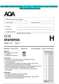 AQA GCSE STATISTICS Higher Tier Paper 1 2026 Question Paper Combined  With Final Marking Scheme  
