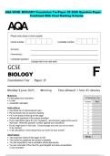 AQA GCSE BIOLOGY Foundation TierPaper 2F 2026 Question Paper  Combined With Final Marking Scheme